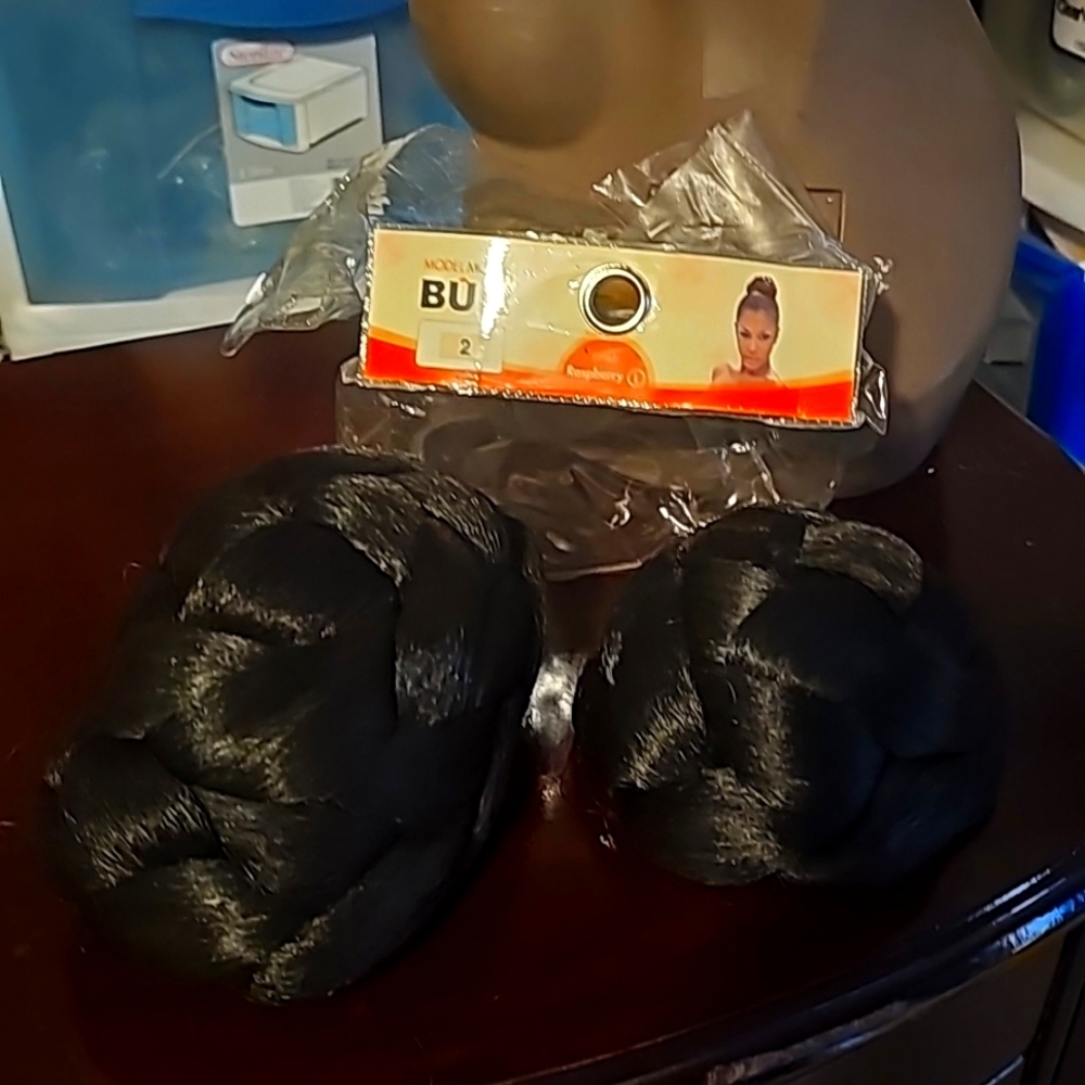 NWT, Model Model Bun, Two Brand New Hair Buns with Interior Comb Clip, Black #2